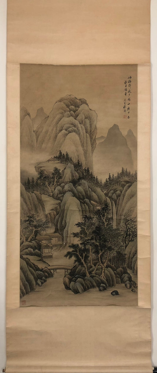 An Excellent Chinese Ink Painting Hanging Scroll By Cheng Zhang