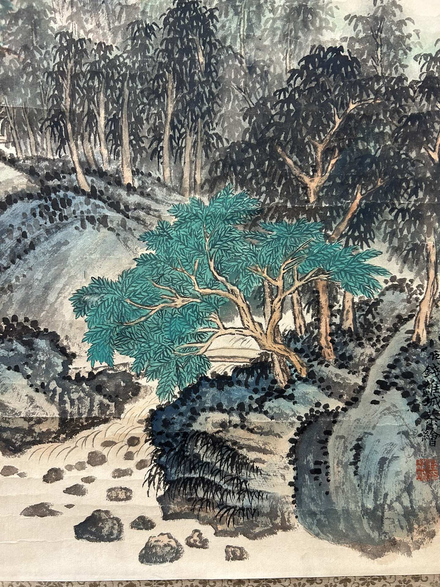 An Excellent Chinese Ink Painting Hanging Scroll By Qian Weicheng