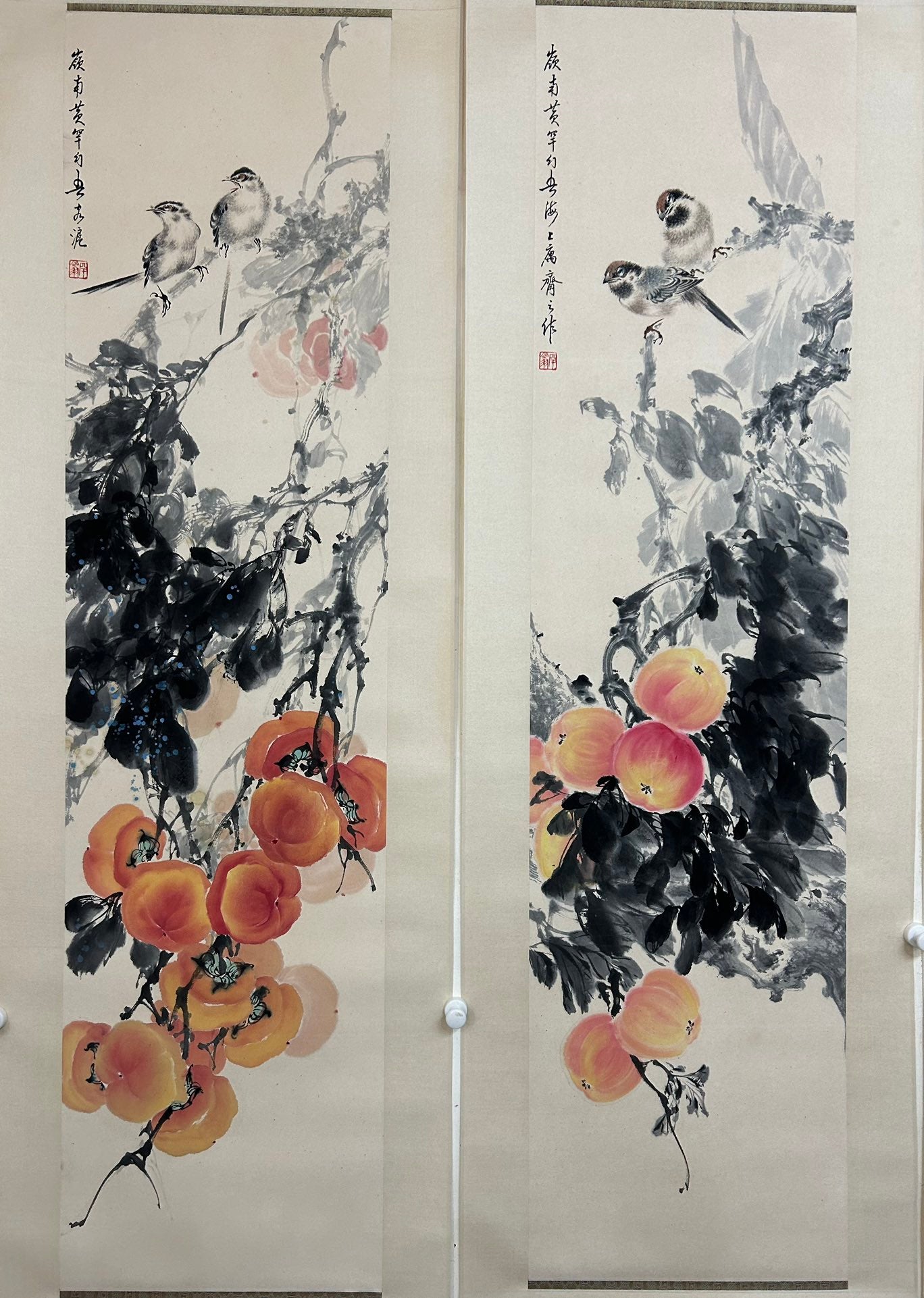 Four Exquisite Chinese Ink Painting Hanging Scrolls By Huang Huanwu