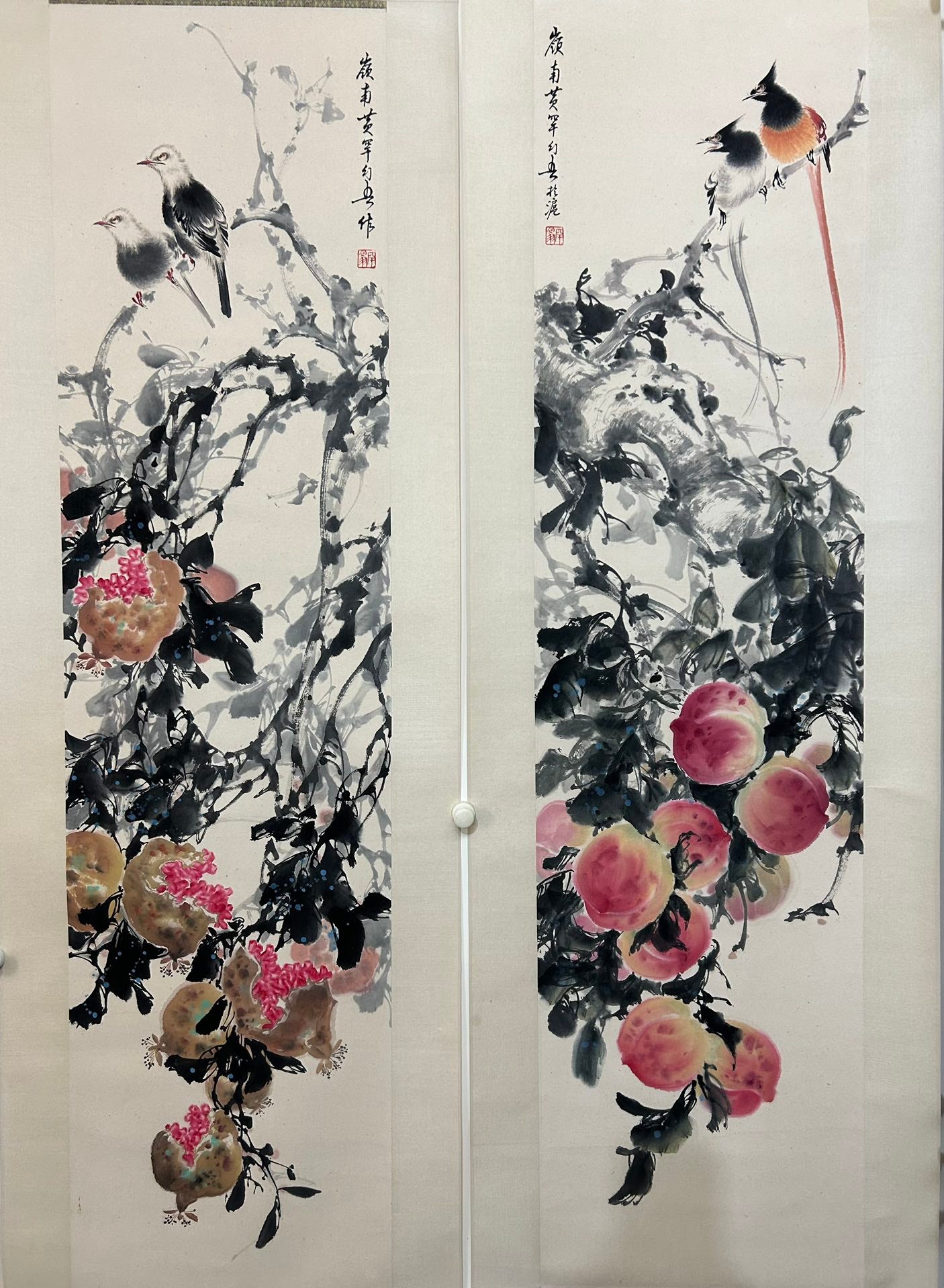 Four Exquisite Chinese Ink Painting Hanging Scrolls By Huang Huanwu