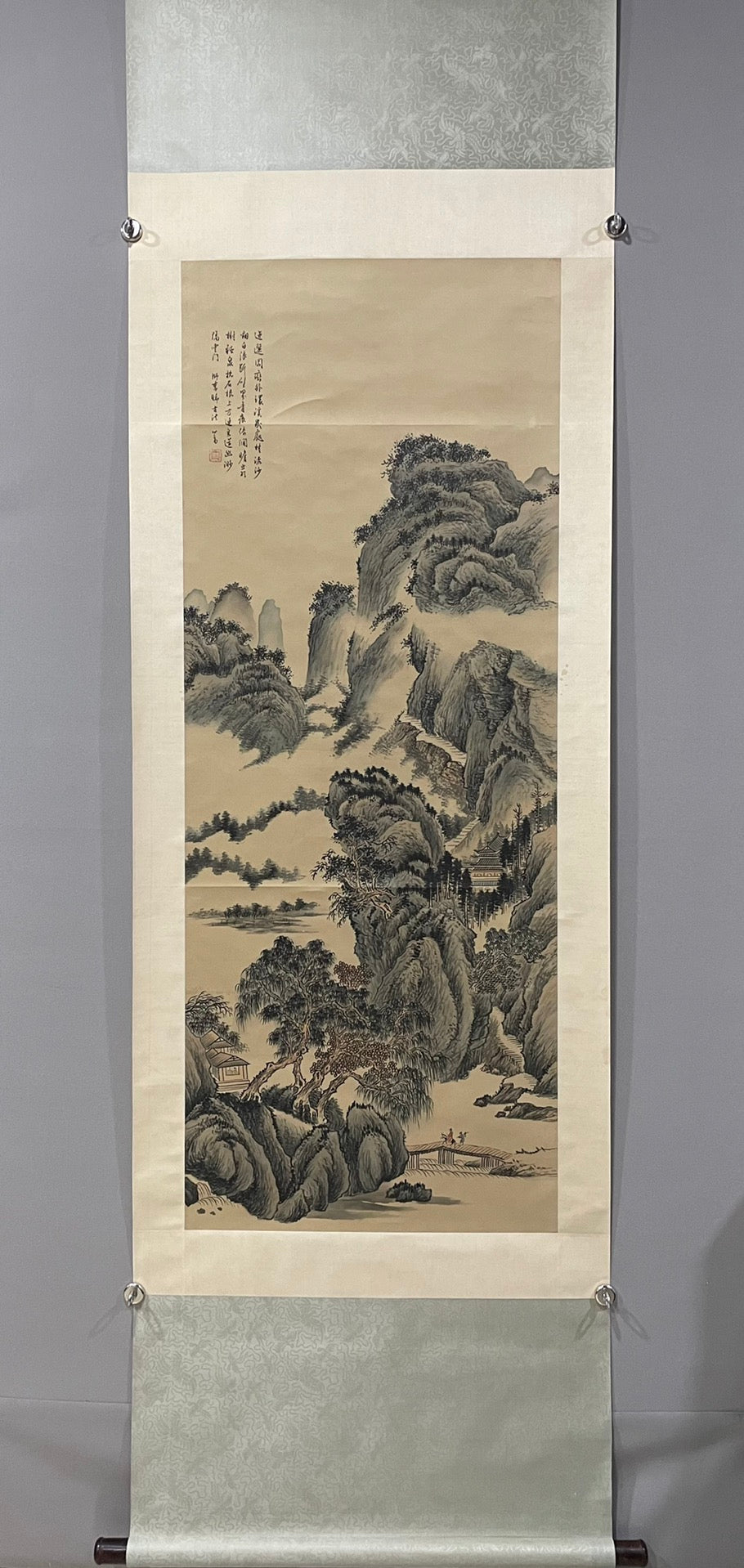 An Excellent Chinese Ink Painting Hanging Scroll By Pu Ru