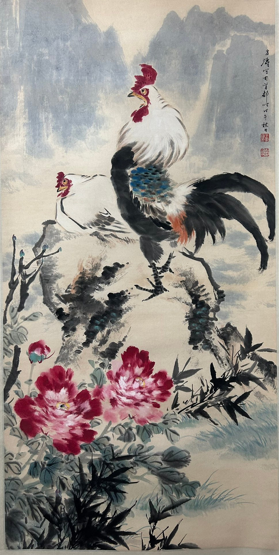 An Exquisite Chinese Ink Painting Hanging Scroll By Wang Xuetao