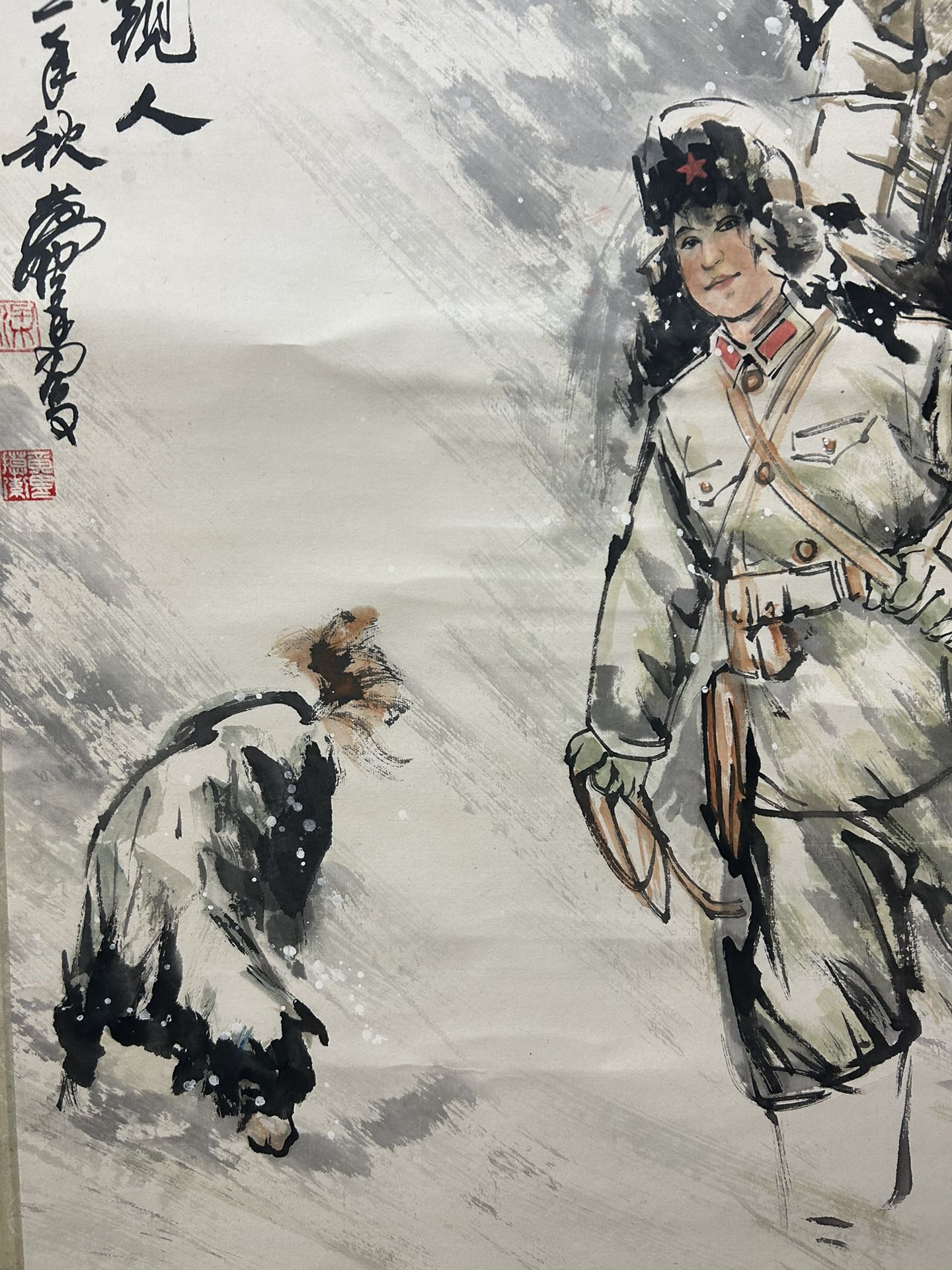 An Exquisite Chinese Ink Painting Hanging Scroll By Huang Zhou