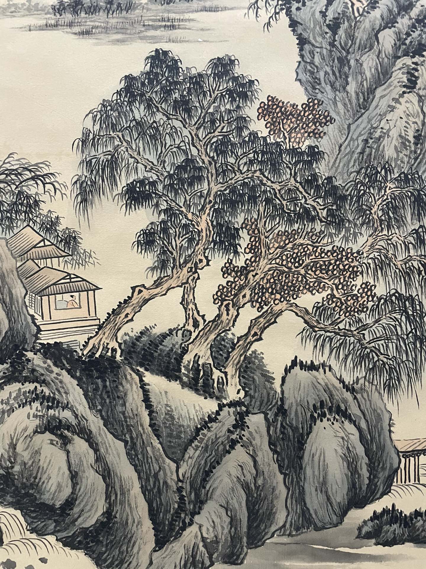 An Excellent Chinese Ink Painting Hanging Scroll By Pu Ru