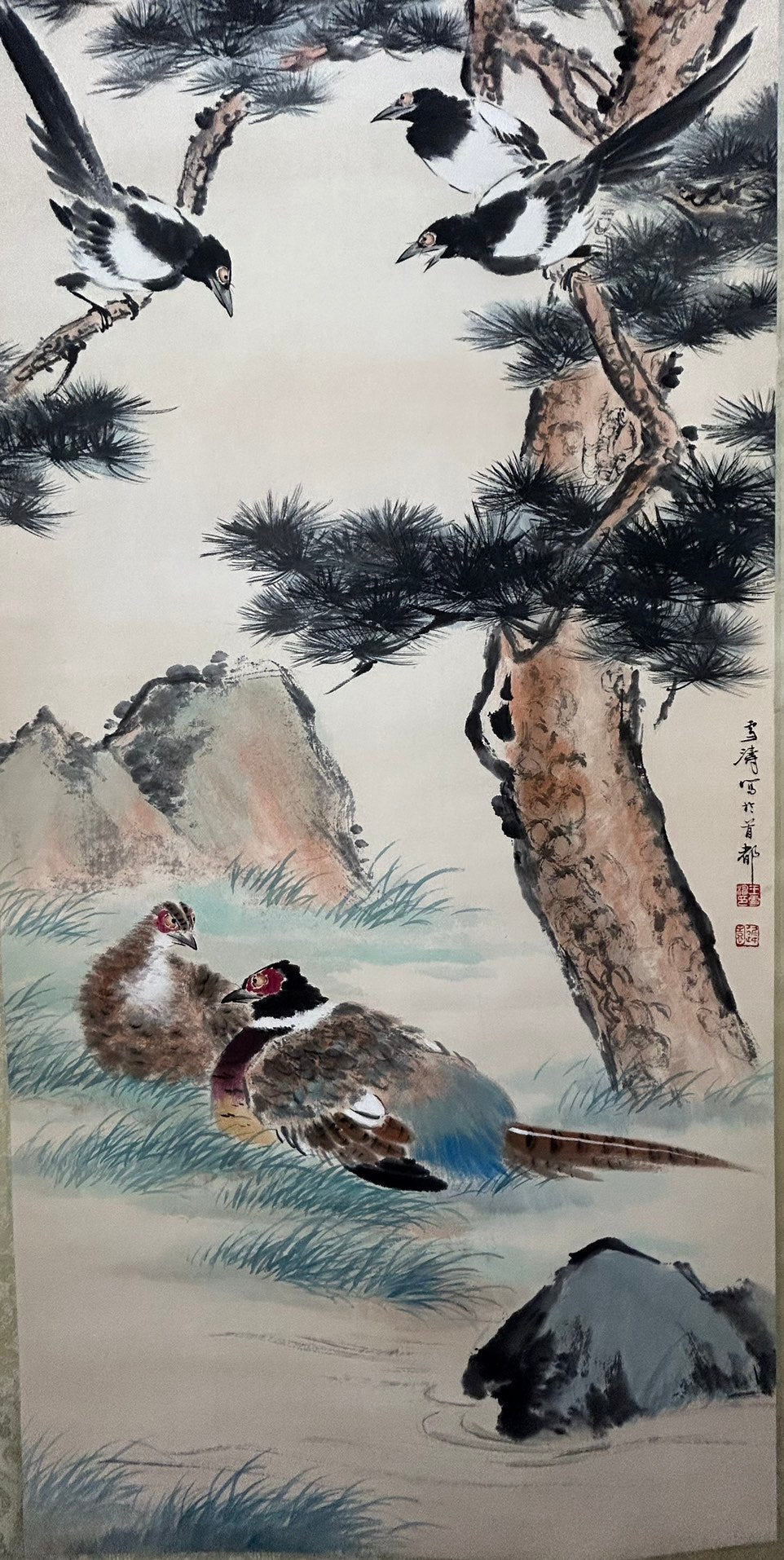 An Exquisite Chinese Ink Painting Hanging Scroll By Wang Xuetao