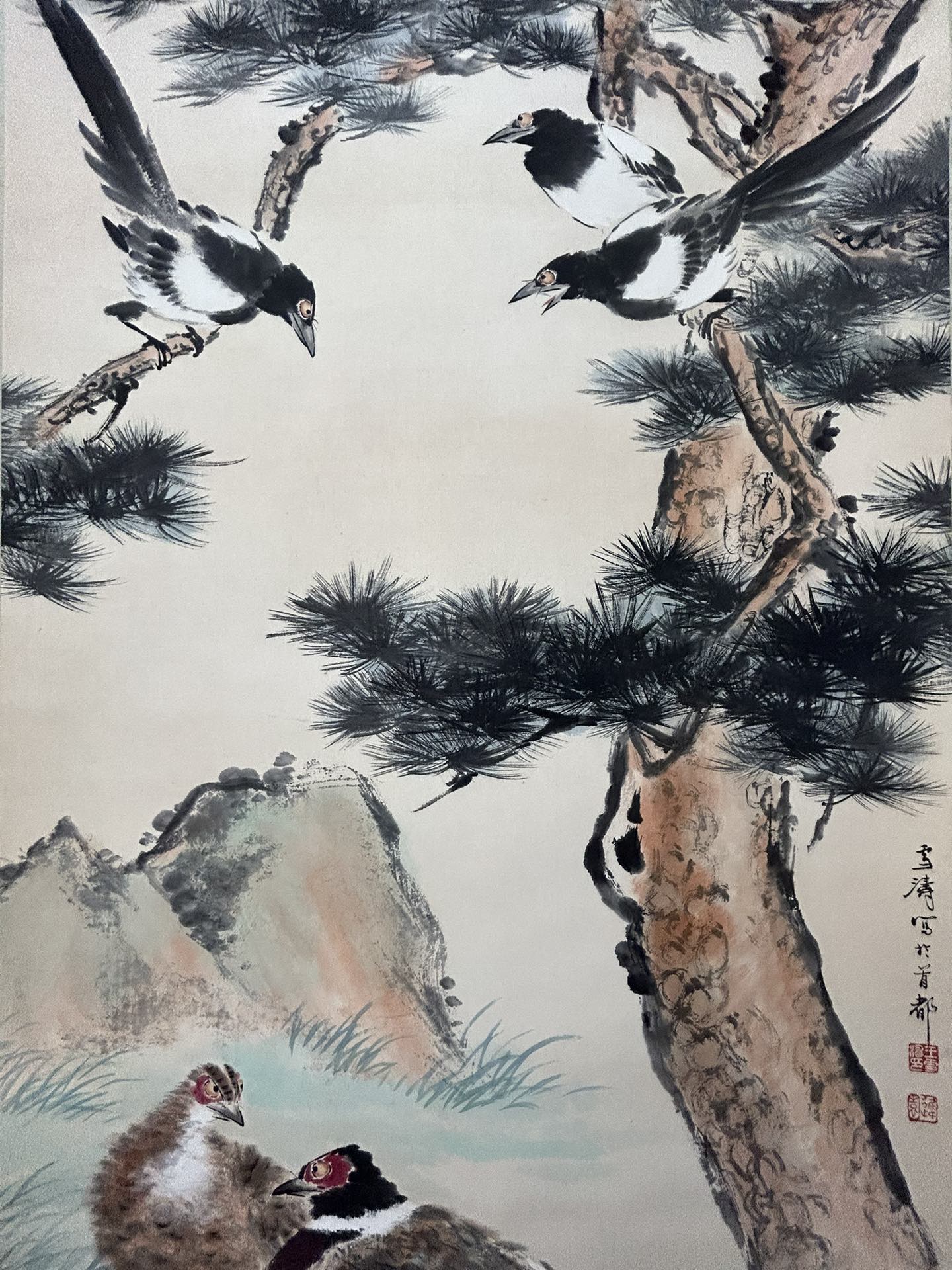 An Exquisite Chinese Ink Painting Hanging Scroll By Wang Xuetao