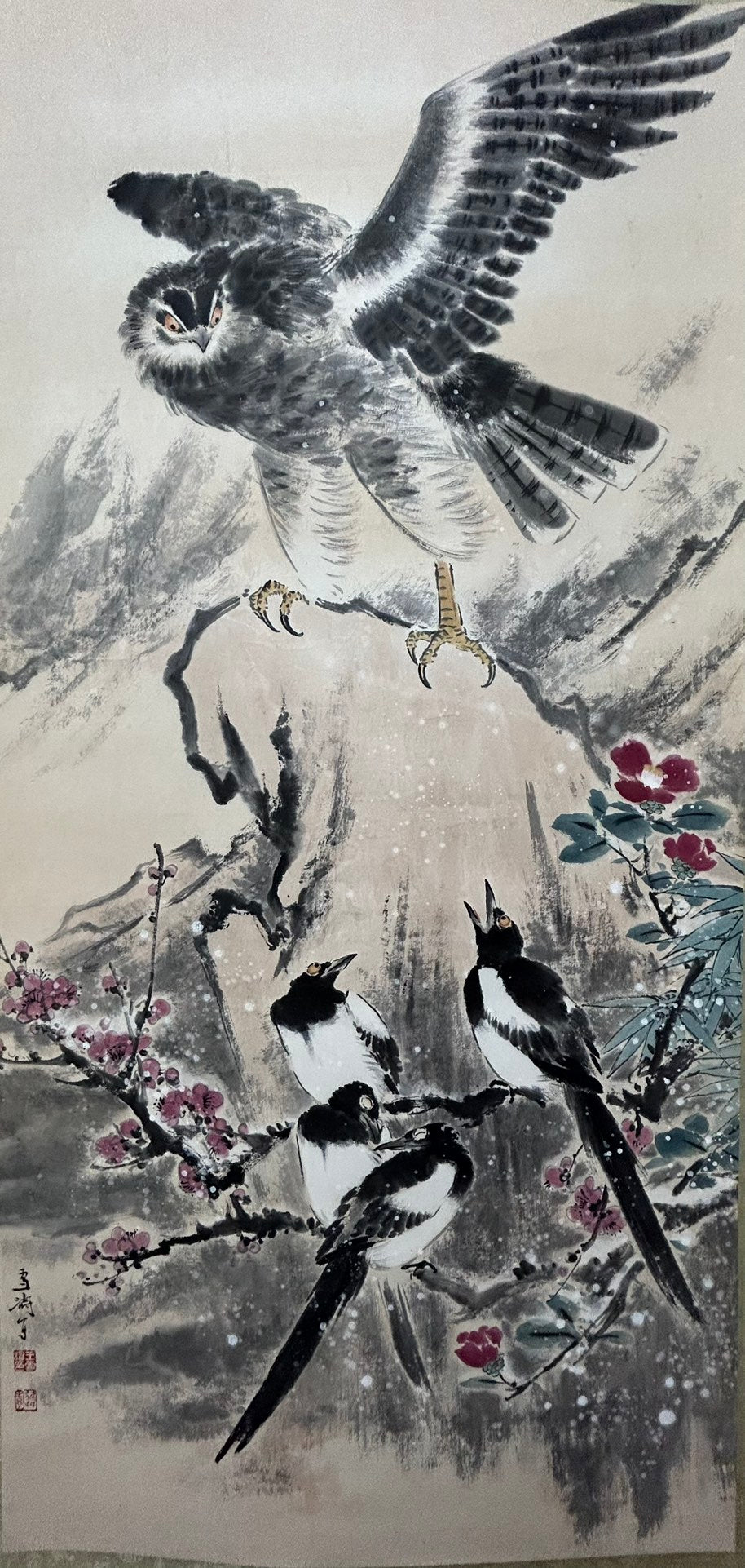 An Exquisite Chinese Ink Painting Hanging Scroll By Wang Xuetao