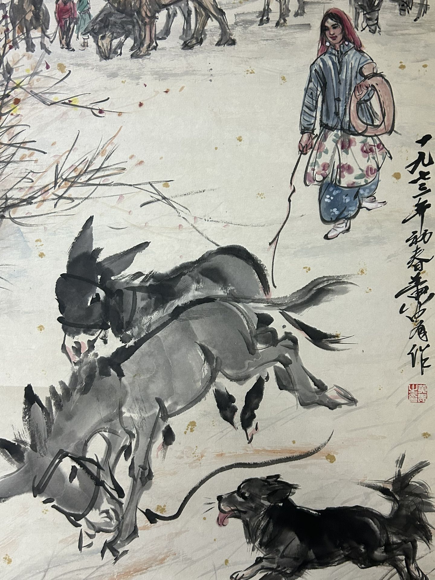 An Excellent Chinese Ink Painting Hanging Scroll By Huang Zhou