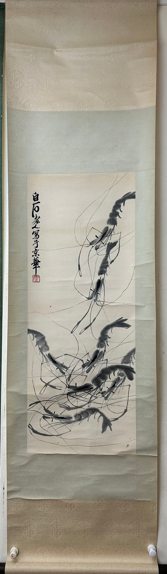 An Exquisite Chinese Ink Painting Hanging Scroll By Qi Baishi