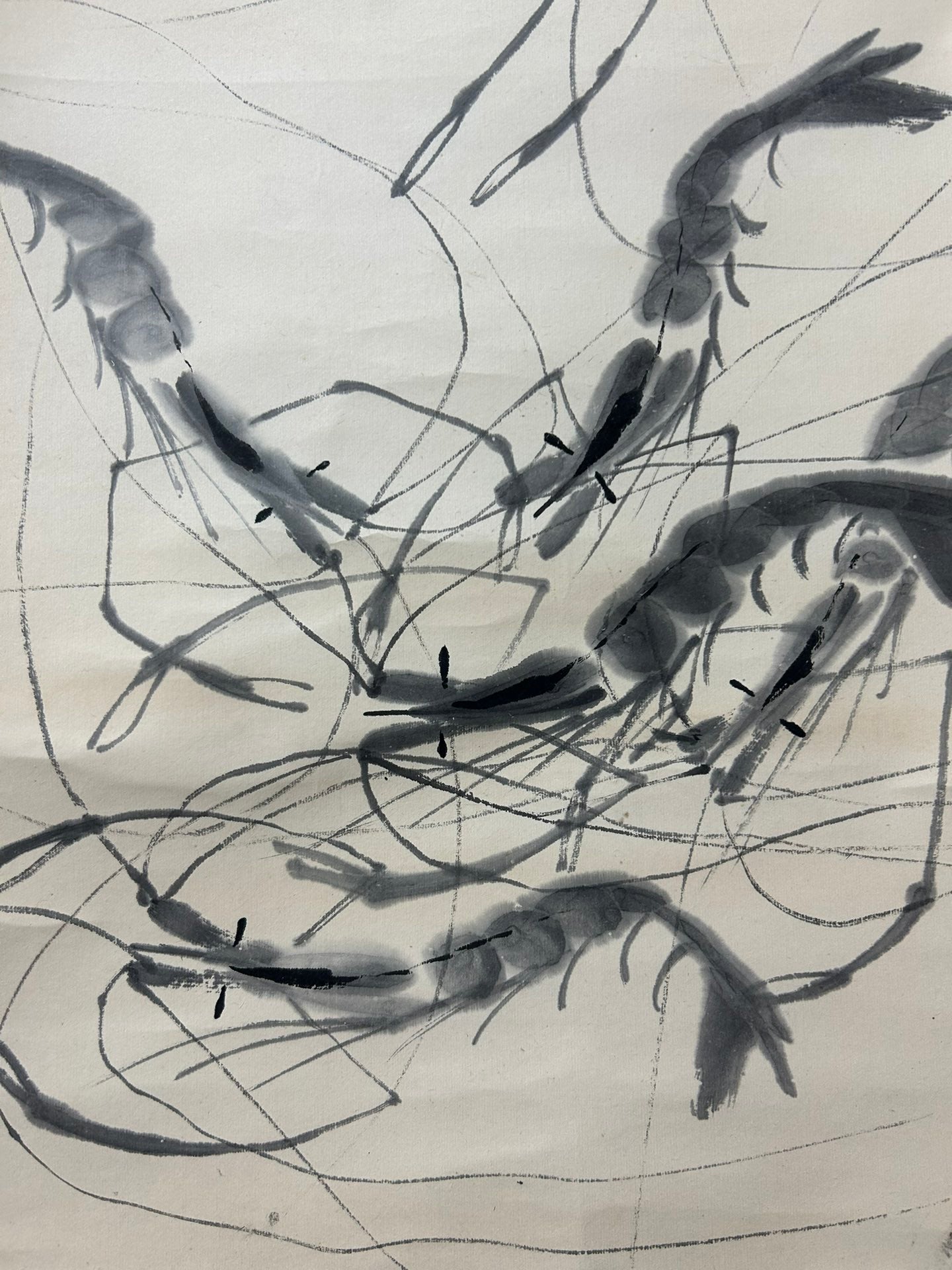 An Exquisite Chinese Ink Painting Hanging Scroll By Qi Baishi