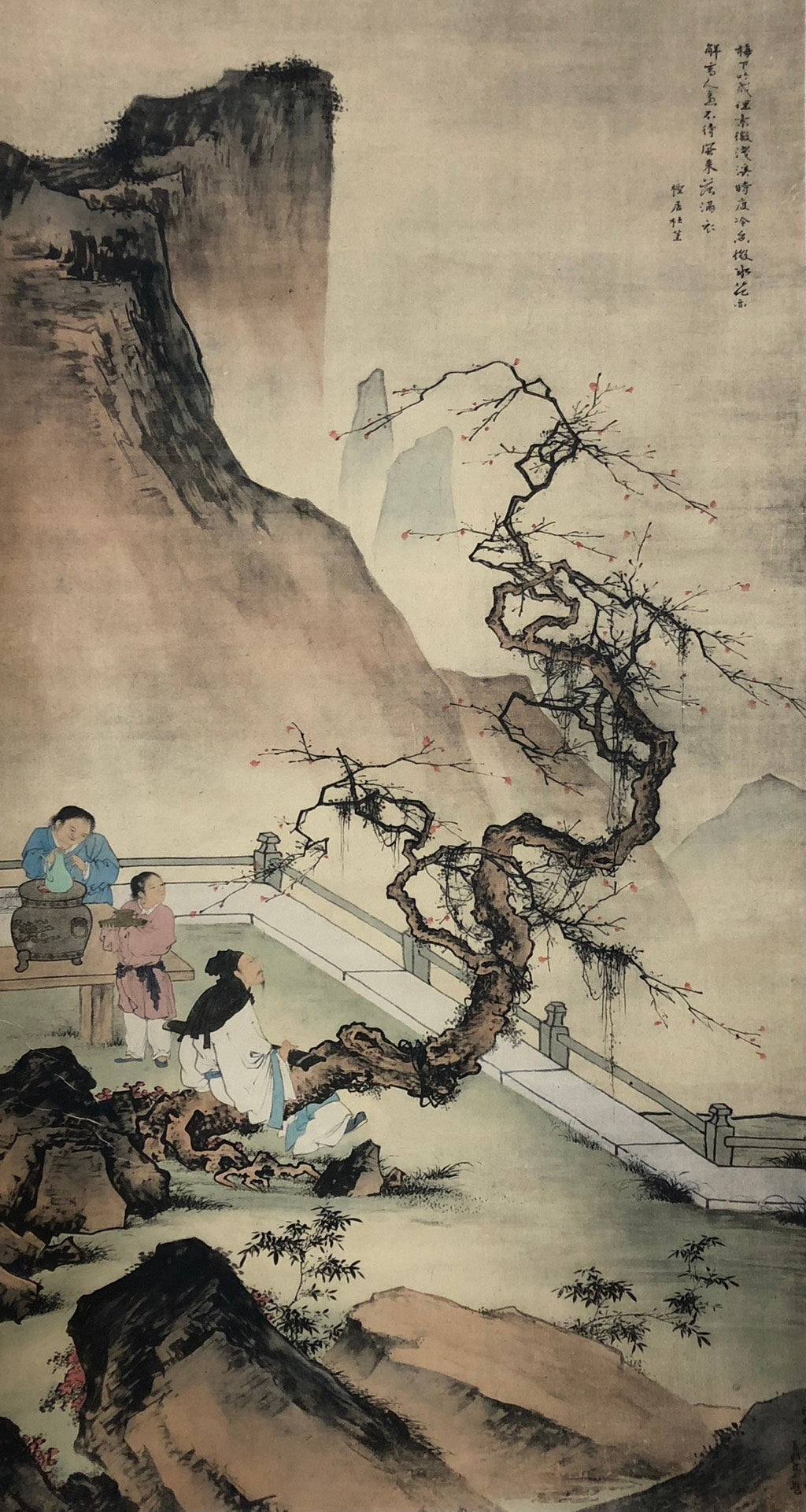 An Excellent Chinese Ink Painting Hanging Scroll By Du Jin