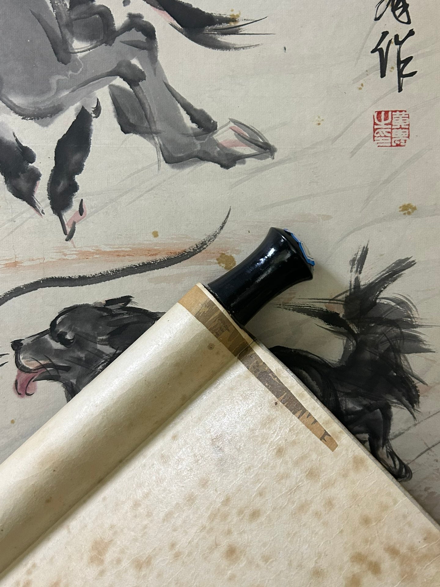 An Excellent Chinese Ink Painting Hanging Scroll By Huang Zhou