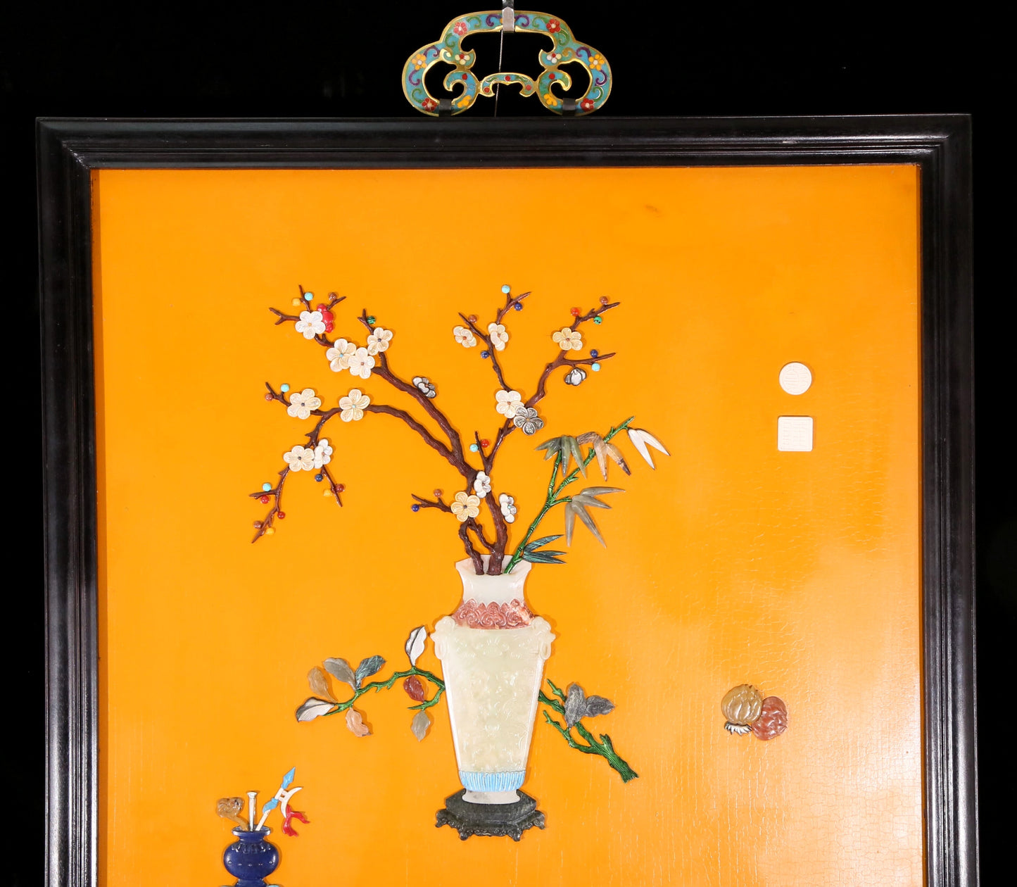 An exquisite zitanwood lacquered and gem-inlaid treasure map hanging screen