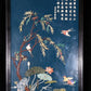 An exquisite zitanwood lacquered hanging screen with flower and bird patterns inlaid with gemstones