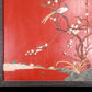 An exquisite zitanwood lacquered hanging screen with flower and bird patterns inlaid with gemstones