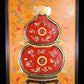 An exquisite zitanwood painted  gourd hanging screen with inlaid gems