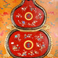 An exquisite zitanwood painted  gourd hanging screen with inlaid gems