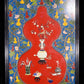 An exquisite zitanwood painted  gourd hanging screen with inlaid gems