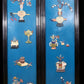 A set of exquisite zitanwood wood painted and inlaid with precious stones and four hanging screens