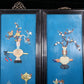 A set of exquisite zitanwood wood painted and inlaid with precious stones and four hanging screens