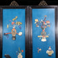 A set of exquisite zitanwood wood painted and inlaid with precious stones and four hanging screens