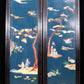 A set of exquisite zitanwood painted and inlaid with gemstones and four hanging screens with landscapes and figures.