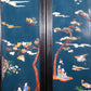 A set of exquisite zitanwood painted and inlaid with gemstones and four hanging screens with landscapes and figures.