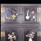 A perfect pair of zitanwood inlaid gem treasure map cabinets