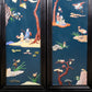 A set of exquisite zitanwood painted and inlaid with gemstones and four hanging screens with landscapes and figures.