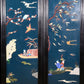 A set of exquisite zitanwood painted and inlaid with gemstones and four hanging screens with landscapes and figures.