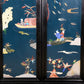 A set of exquisite zitanwood painted and inlaid with gemstones and four hanging screens with landscapes and figures.