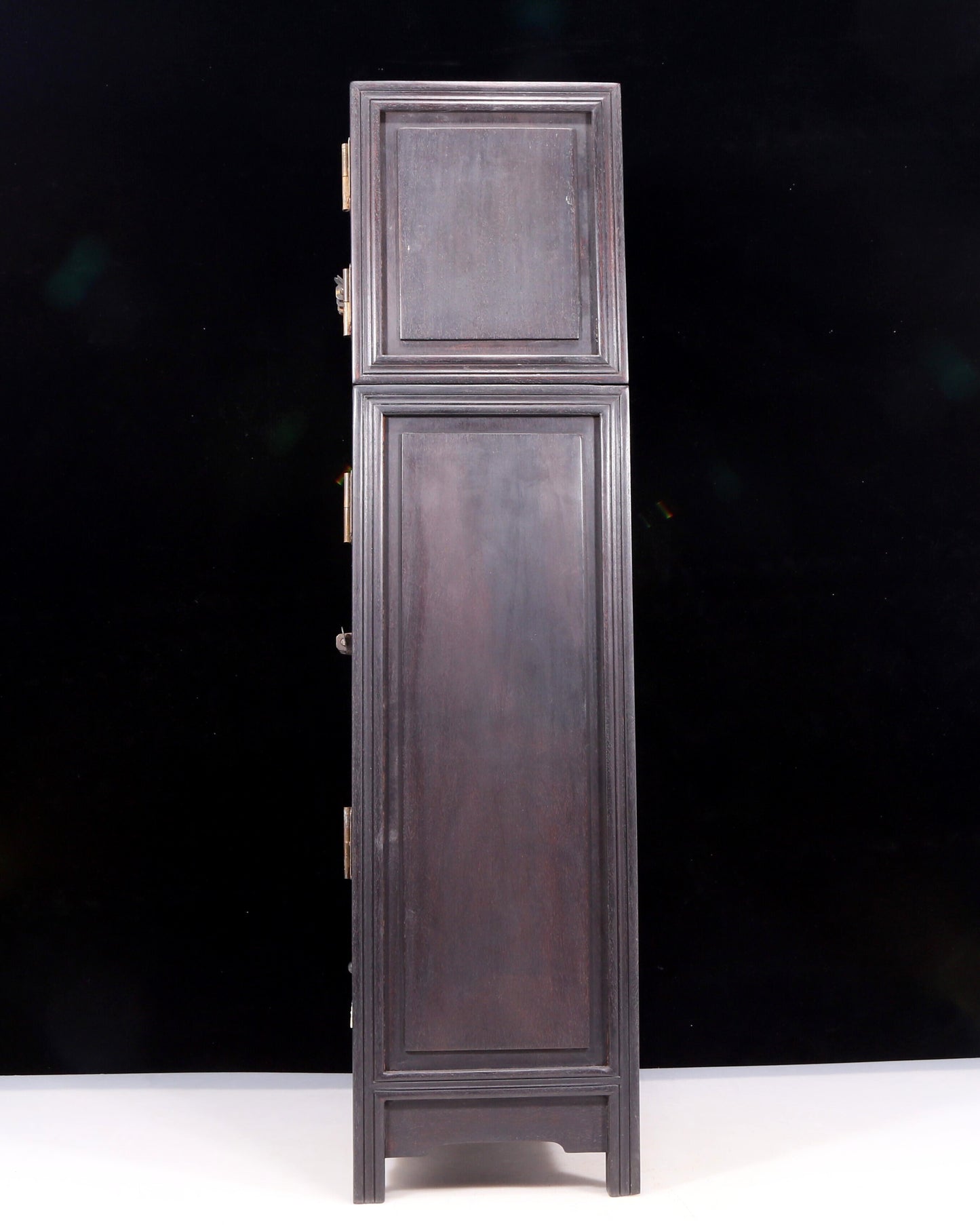 A perfect pair of zitanwood inlaid gem treasure map cabinets