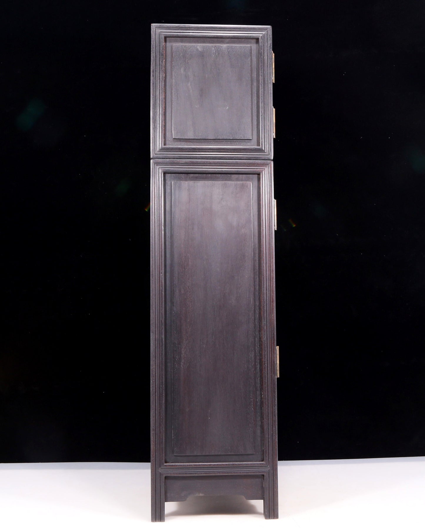 A perfect pair of zitanwood inlaid gem treasure map cabinets