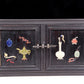 A perfect pair of zitanwood inlaid gem treasure map cabinets