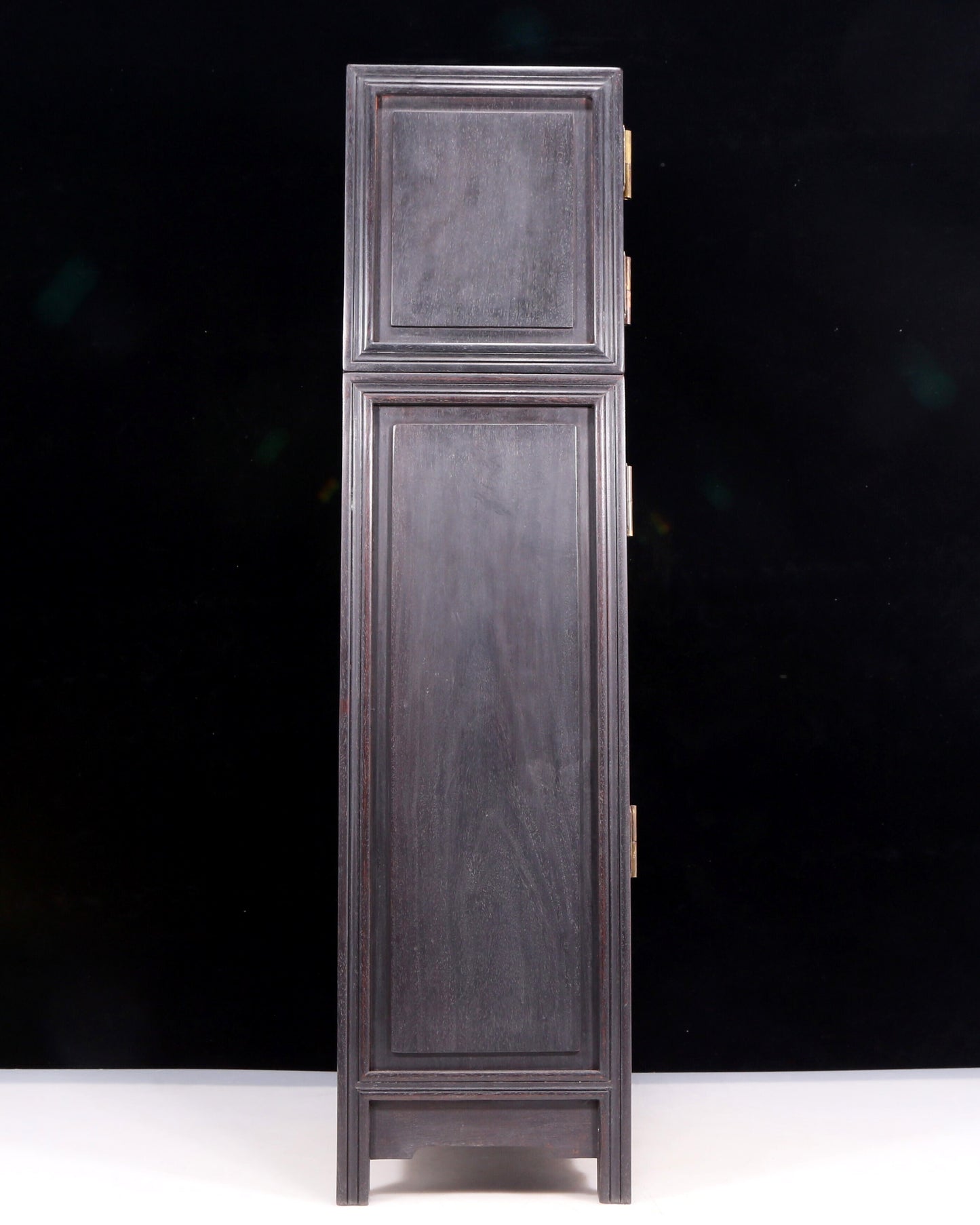 A perfect pair of zitanwood inlaid gem treasure map cabinets