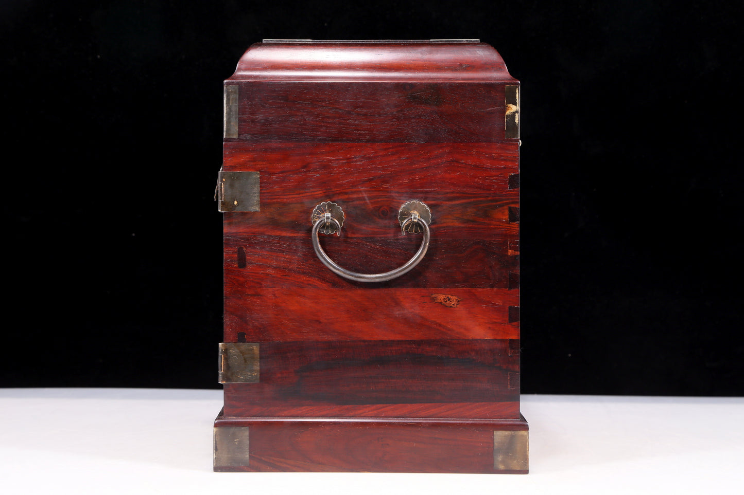 A perfect pair of huanghuali wood cabinets with inlaid gems and flower and bird patterns