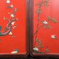 A set of exquisite zitanwood painted four-bar hanging screens inlaid with gems and flowers and birds.