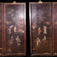 A set of four hanging screens filled with lacquer and painted landscapes and figures inlaid with gemstones