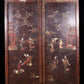 A set of four hanging screens filled with lacquer and painted landscapes and figures inlaid with gemstones