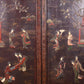 A set of four hanging screens filled with lacquer and painted landscapes and figures inlaid with gemstones