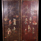 A set of four hanging screens filled with lacquer and painted landscapes and figures inlaid with gemstones