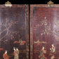 A set of four hanging screens filled with lacquer and painted landscapes and figures inlaid with gemstones