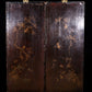 A set of four hanging screens filled with lacquer and painted landscapes and figures inlaid with gemstones