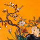 An exquisite lacquered huanghuali wood hanging screen with flower and bird patterns inlaid with gemstones