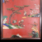 An exquisite zitanwood wood lacquer-embedded hanging screen with landscape, flower and bird patterns