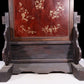 An exquisite zitanwood lacquered gold-embedded vase pattern table screen