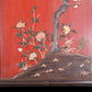 An exquisite zitanwood wood lacquer-embedded hanging screen with landscape, flower and bird patterns