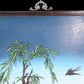 An exquisite zitanwood painted and painted hanging screen with inlaid gems and landscapes, flowers and birds.