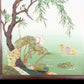 An exquisite zitanwood painted and painted hanging screen with inlaid gems and landscapes, flowers and birds.