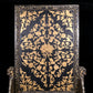 An exquisite zitanwood lacquered table screen with gold floral and dragon patterns